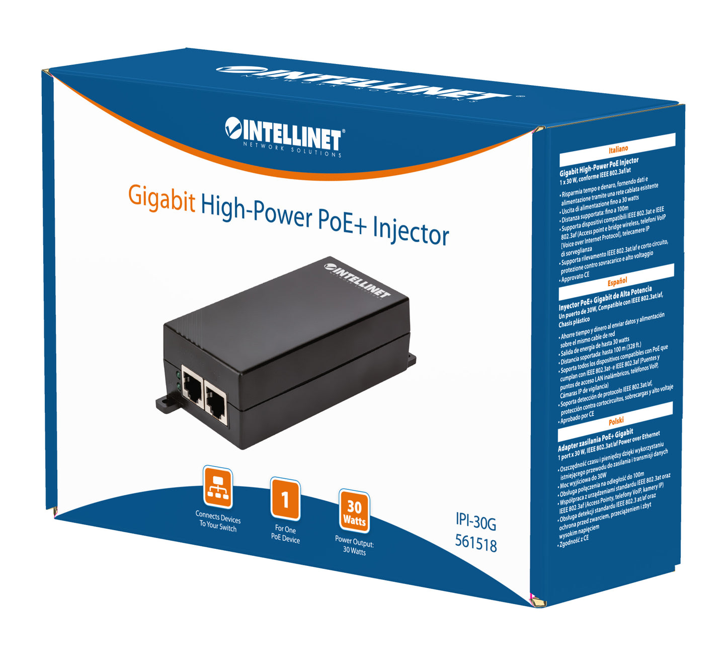 Gigabit High-Power PoE+ Injektor Packaging Image 2
