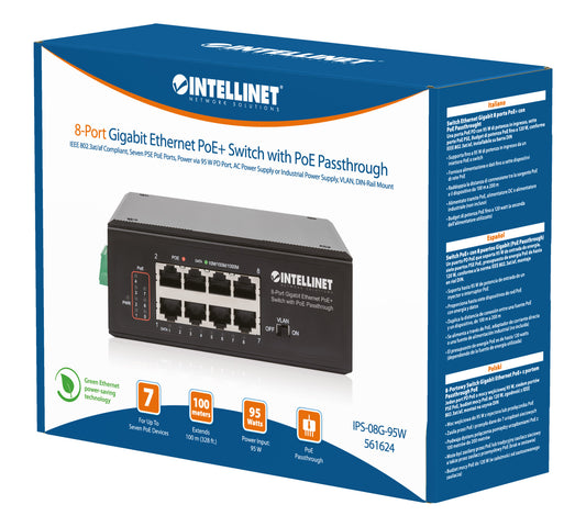 PoE-Powered 8-Port PoE+ Gigabit Industrie-Switch mit PoE-Passthrough Packaging Image 2