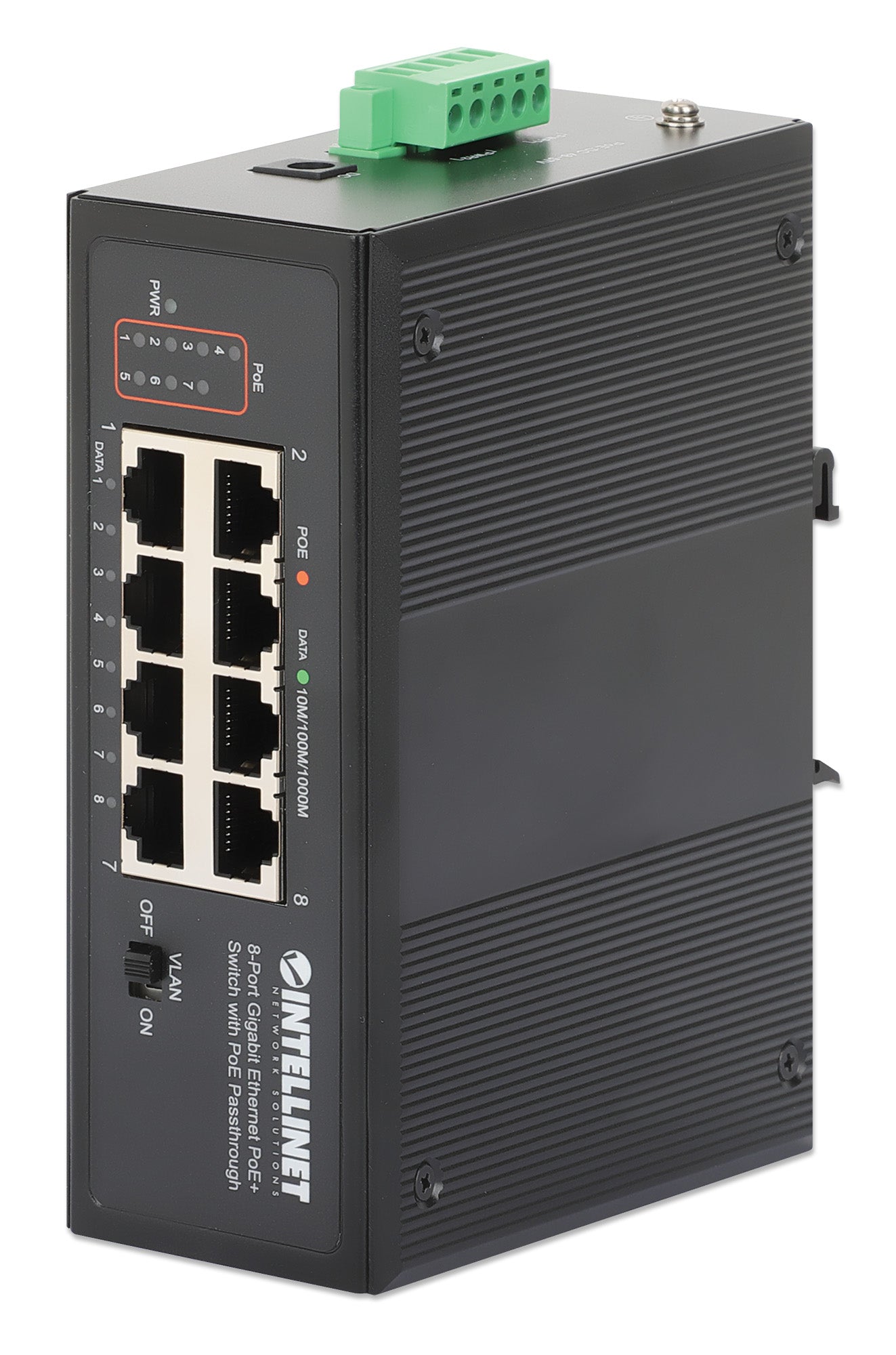 PoE-Powered 8-Port PoE+ Gigabit Industrie-Switch mit PoE-Passthrough Image 1