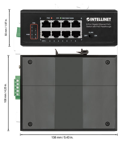 PoE-Powered 8-Port PoE+ Gigabit Industrie-Switch mit PoE-Passthrough Image 7