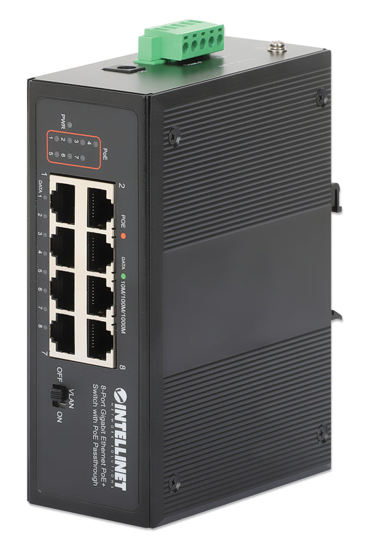 PoE-Powered 8-Port PoE+ Gigabit Industrie-Switch mit PoE-Passthrough Image 1