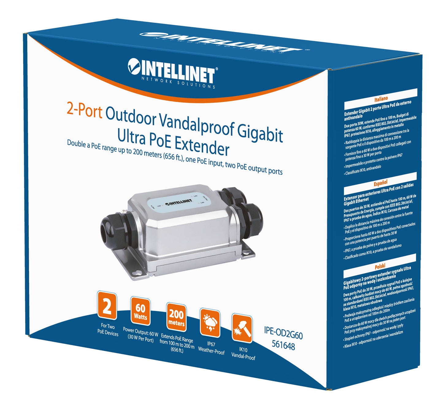 2-Port Outdoor Gigabit PoE++ Extender mit Vandalismusschutz Packaging Image 2