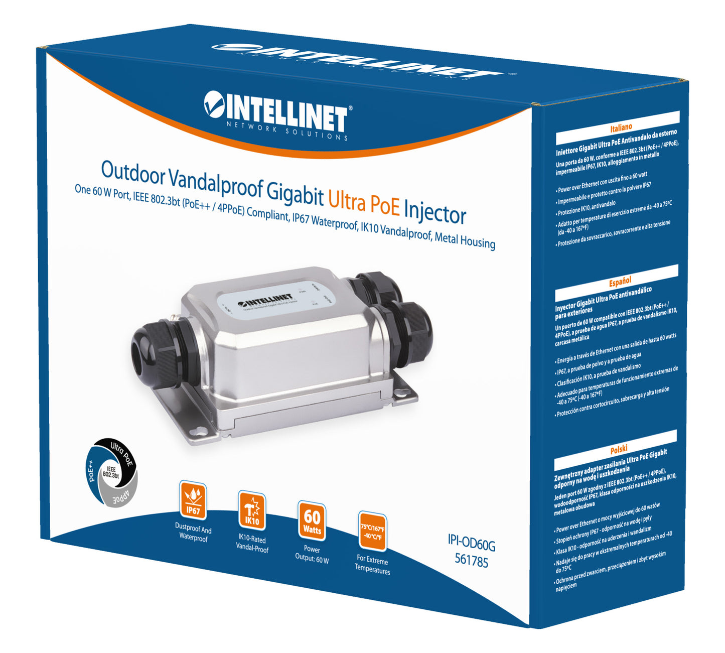 Outdoor Gigabit PoE++ Injektor mit Vandalismusschutz Packaging Image 2