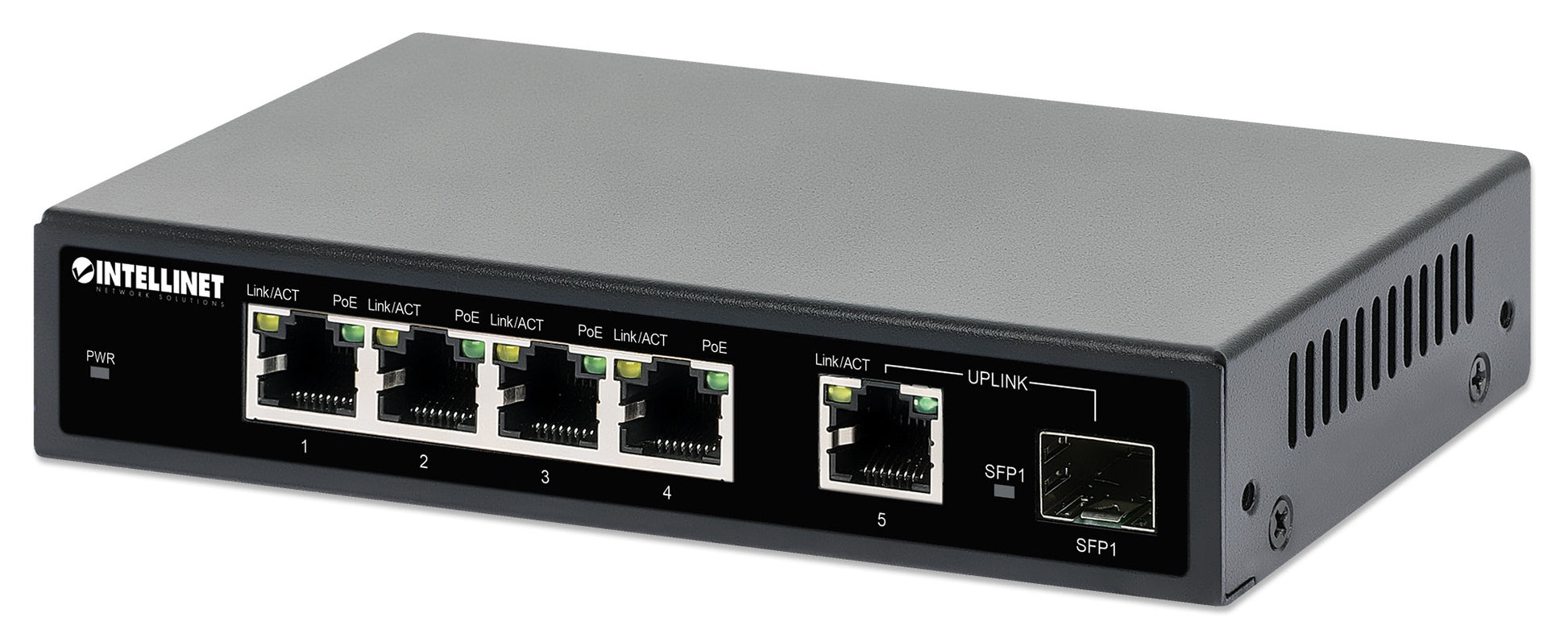5-Port Gigabit Ethernet PoE+ Switch mit SFP-Port Image 1