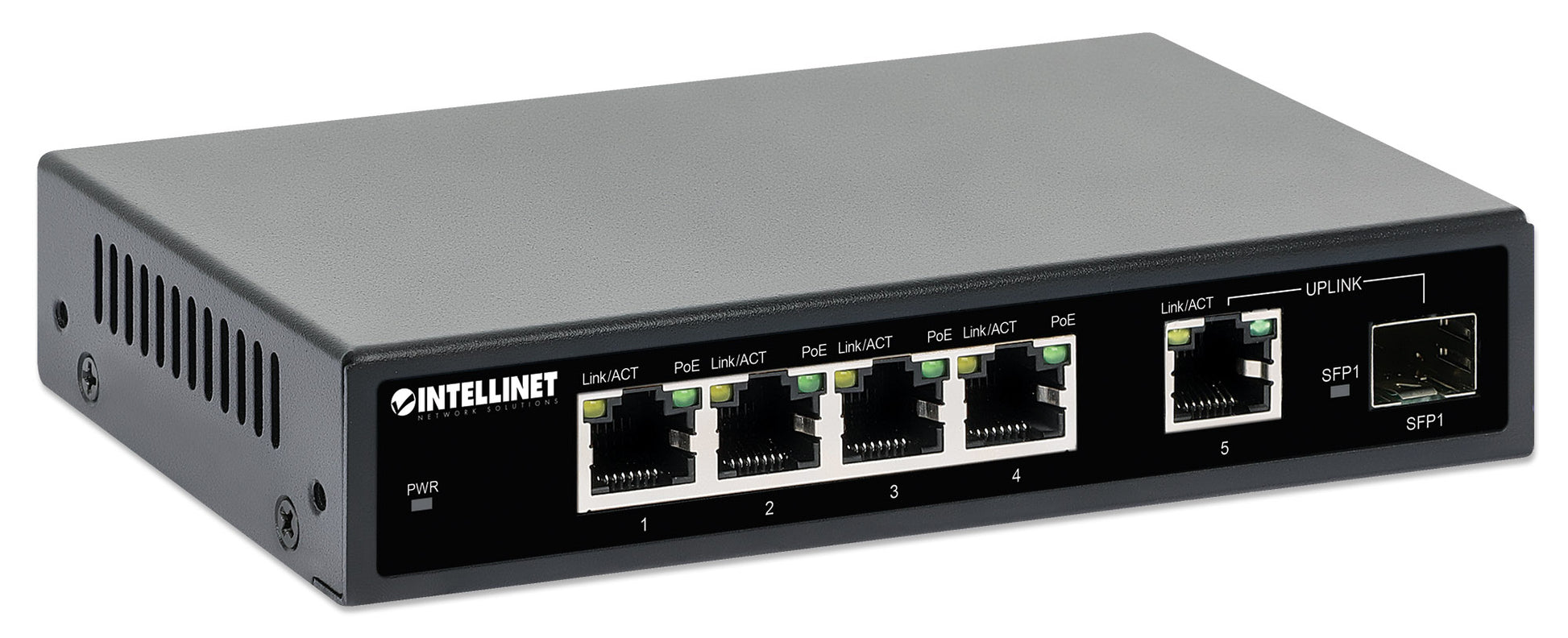 5-Port Gigabit Ethernet PoE+ Switch mit SFP-Port Image 3