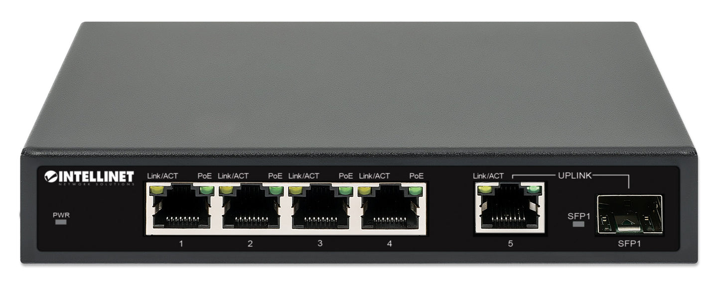 5-Port Gigabit Ethernet PoE+ Switch mit SFP-Port Image 4