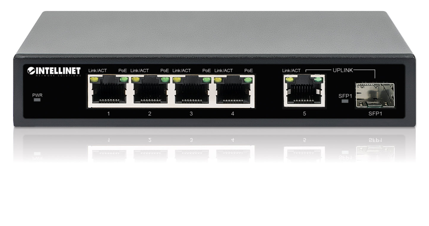 5-Port Gigabit Ethernet PoE+ Switch mit SFP-Port Image 6