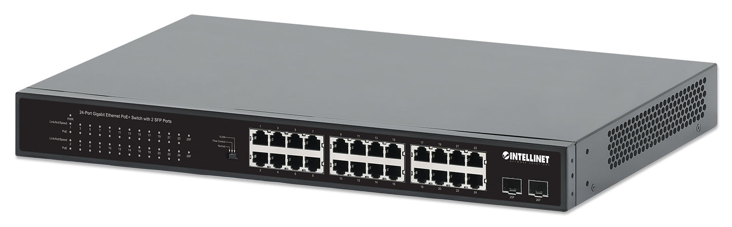 24-Port Gigabit Ethernet PoE+ Switch mit 2 SFP-Ports Image 1