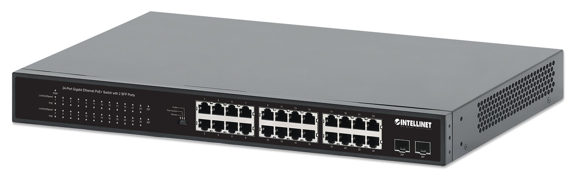 24-Port Gigabit Ethernet PoE+ Switch mit 2 SFP-Ports Image 1