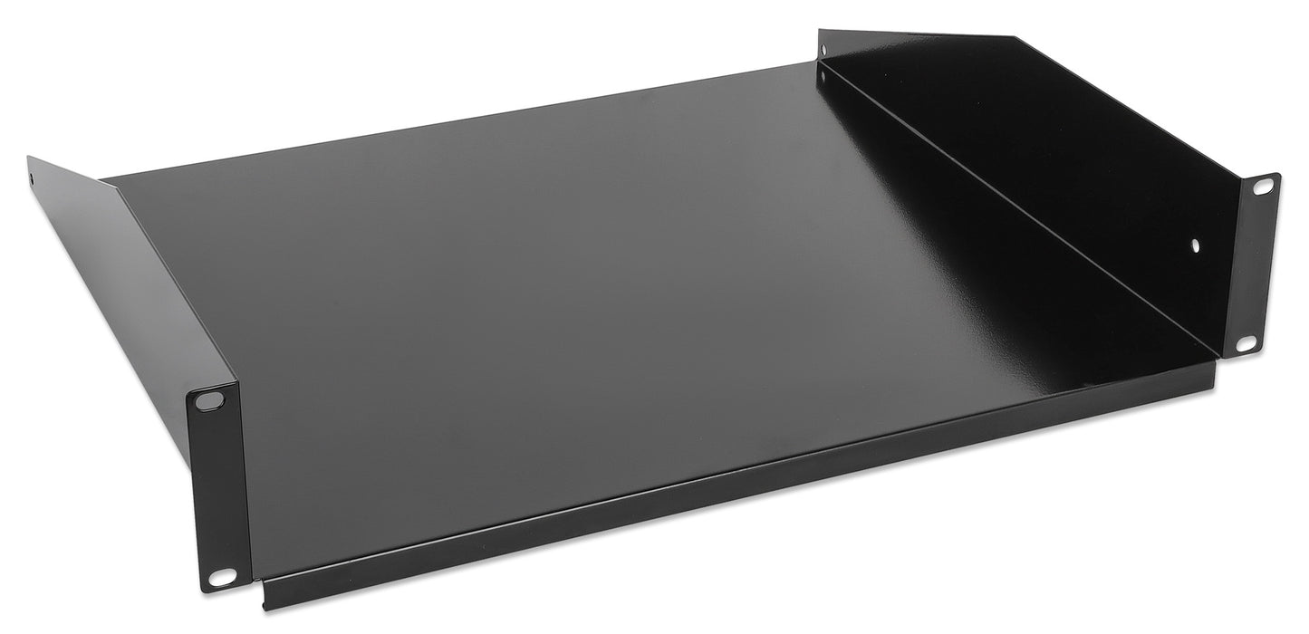 19" Fachboden zur Frontmontage, 2 HE, 400 mm Tiefe, schwarz Image 2
