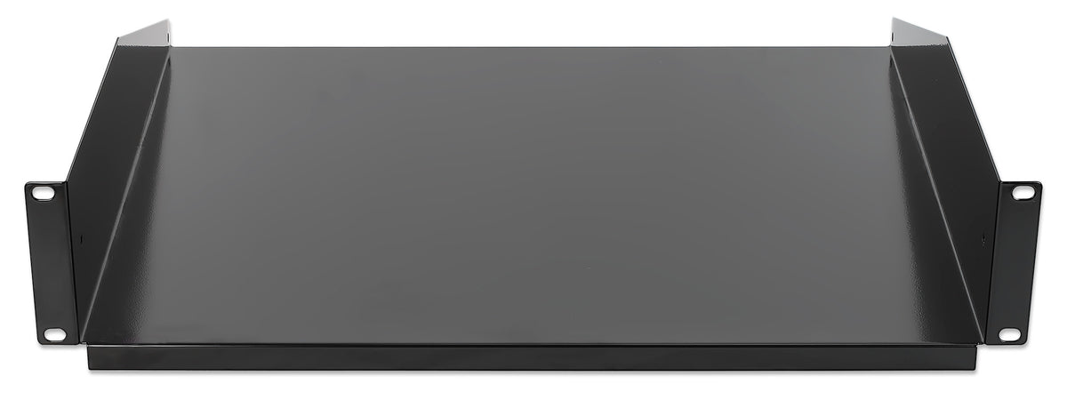 19" Fachboden zur Frontmontage, 2 HE, 400 mm Tiefe, schwarz Image 3