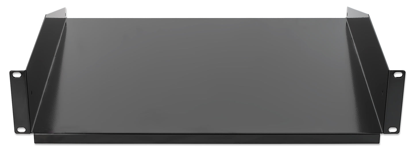 19" Fachboden zur Frontmontage, 2 HE, 400 mm Tiefe, schwarz Image 3