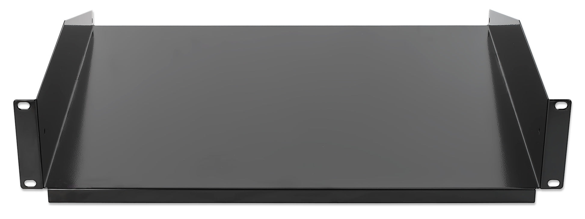 19" Fachboden zur Frontmontage, 2 HE, 400 mm Tiefe, schwarz Image 3