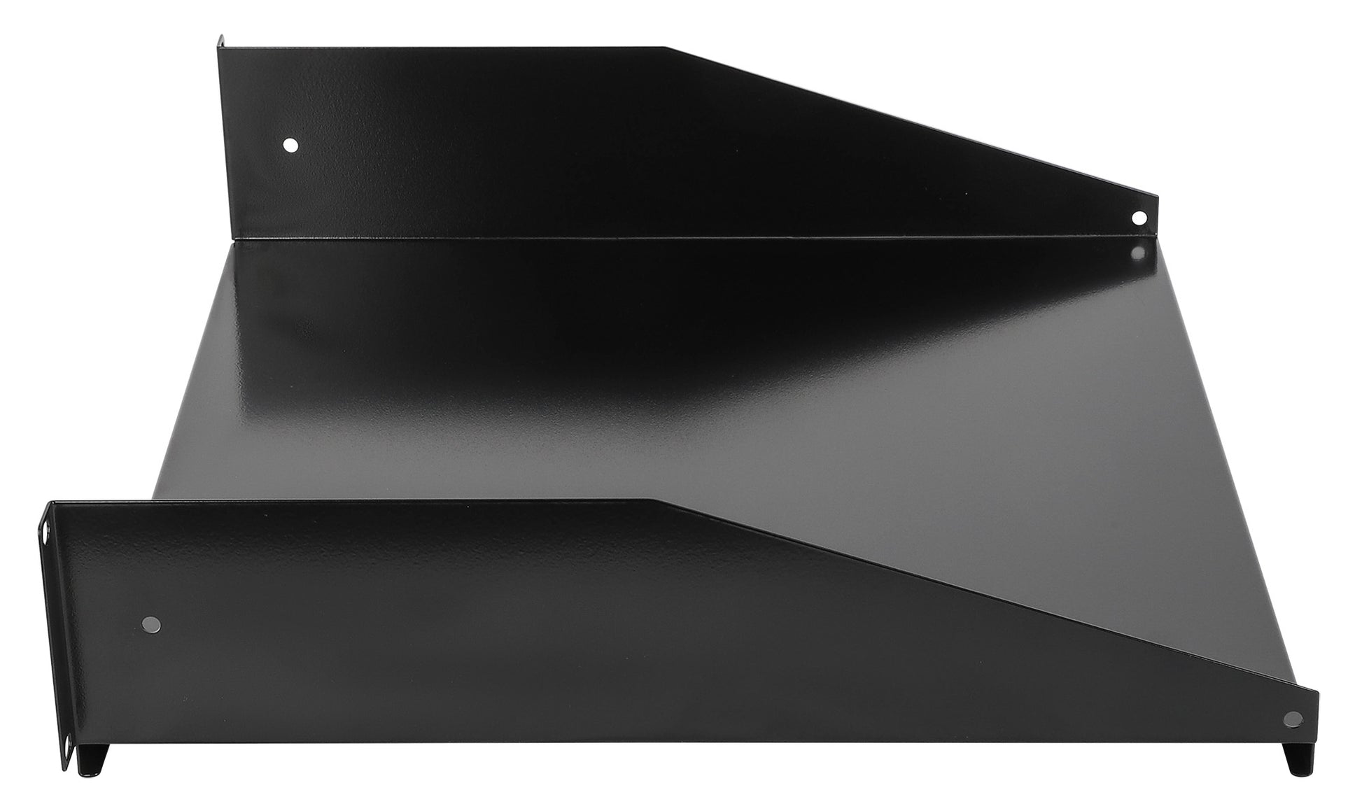 19" Fachboden zur Frontmontage, 2 HE, 400 mm Tiefe, schwarz Image 4