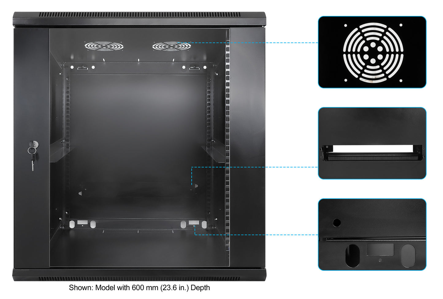12 HE 19" Netzwerk-Wandverteiler, Standard Line, 450 mm Tiefe, schwarz Image 6