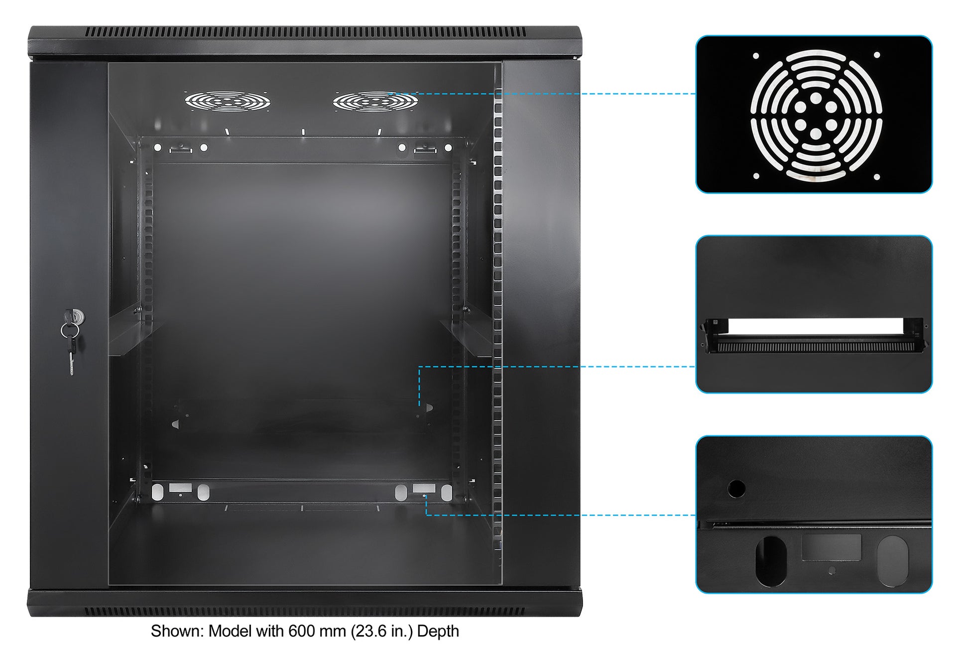 12 HE 19" Netzwerk-Wandverteiler, Standard Line, 450 mm Tiefe, schwarz Image 6