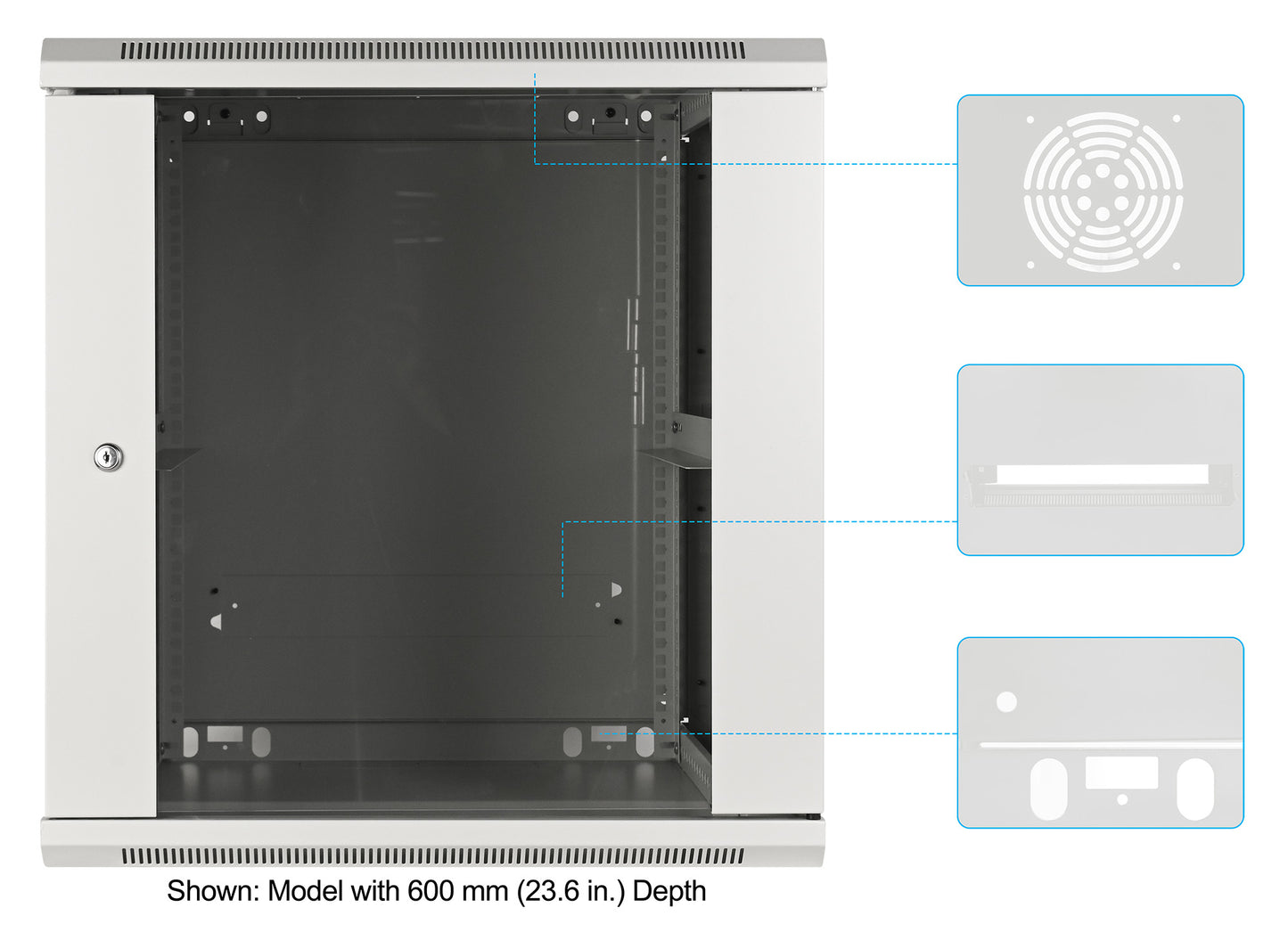12 HE 19" Netzwerk-Wandverteiler, Standard Line, 450 mm Tiefe, grau Image 6