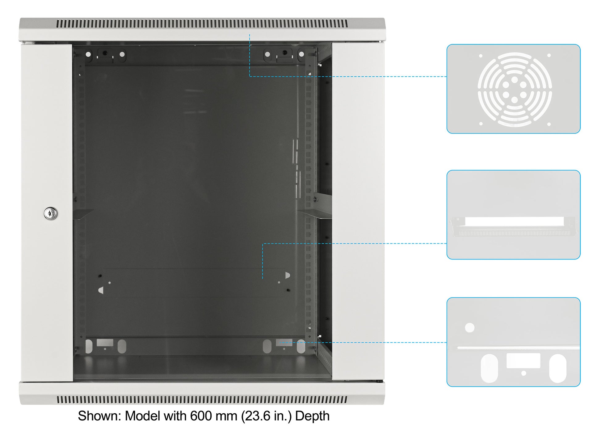 12 HE 19" Netzwerk-Wandverteiler, Standard Line, 450 mm Tiefe, grau Image 6