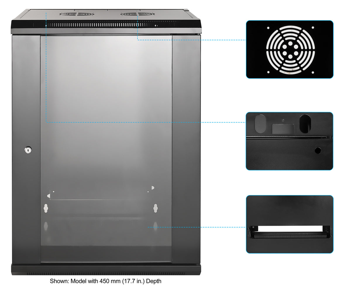 15 HE 19" Netzwerk-Wandverteiler, Standard Line, 600 mm Tiefe, schwarz Image 7