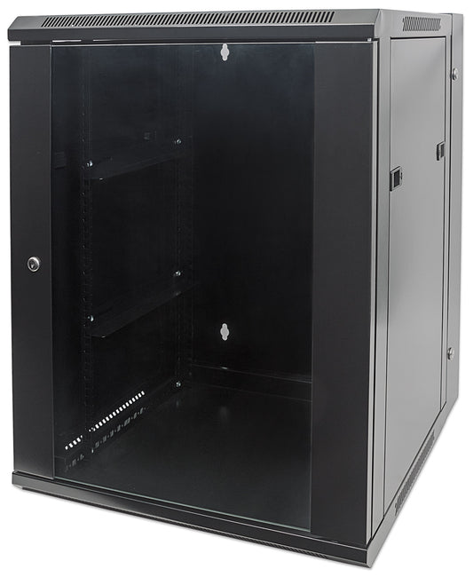 19" Wandverteiler mit Schwenkrahmen, 15 HE, 770 (H) x 600 (B) x 550 (T) mm, schwarz Image 1