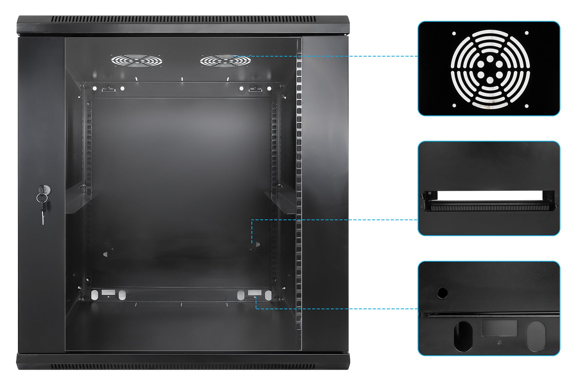 12 HE 19" Netzwerk-Wandverteiler, Standard Line, 600 mm Tiefe, schwarz Image 6