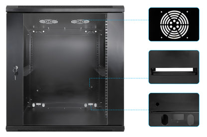 12 HE 19" Netzwerk-Wandverteiler, Standard Line, 600 mm Tiefe, schwarz Image 6