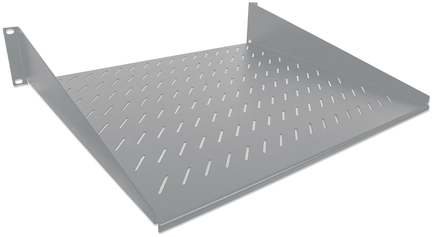 19" Fachboden zur Frontmontage, 2 HE, 400 mm Tiefe, grau Image 2