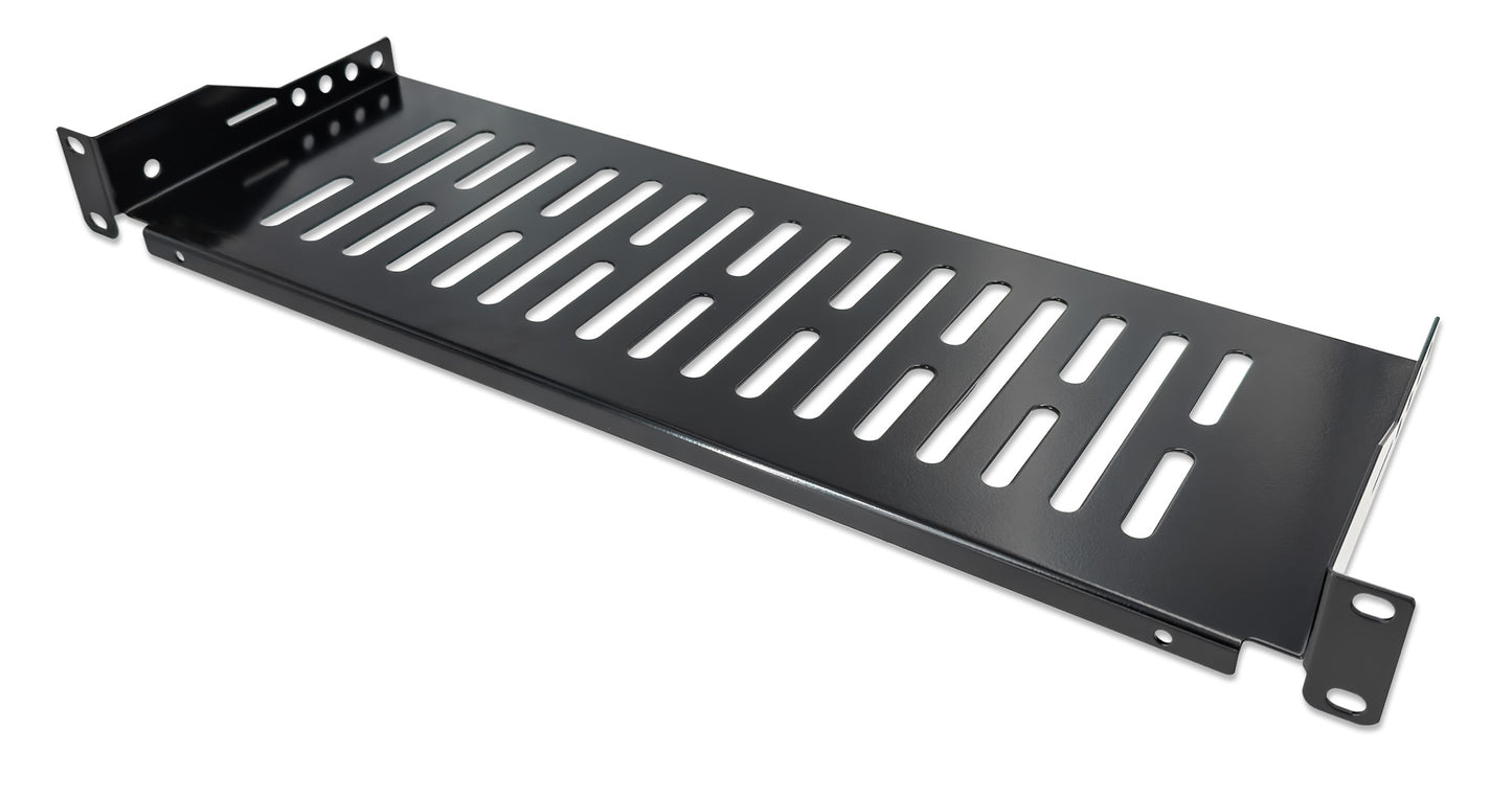 19" Fachboden zur Frontmontage, 1 HE, 150 mm Tiefe, schwarz Image 1