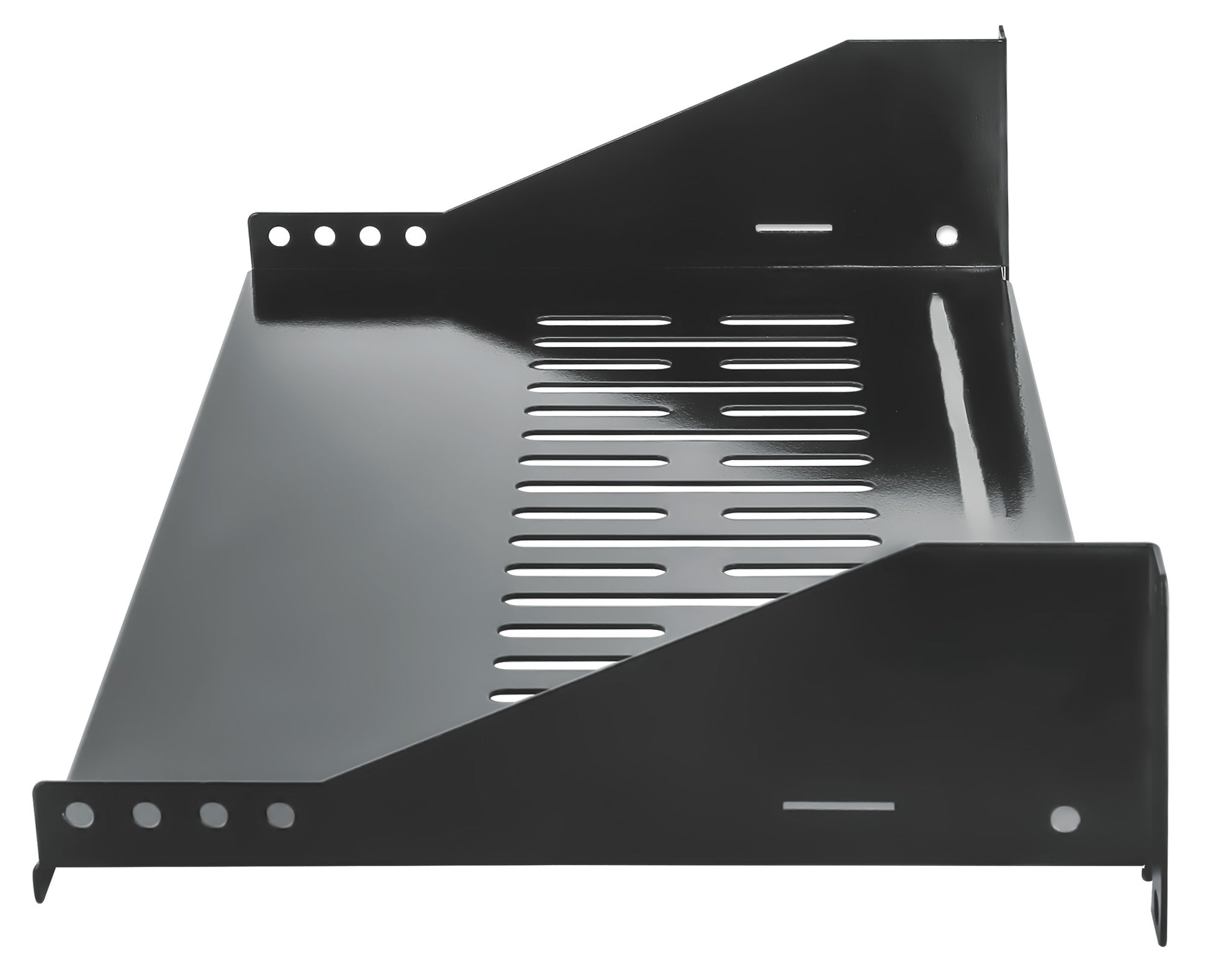 19" Fachboden zur Frontmontage, 2 HE, 250 mm Tiefe, schwarz Image 5