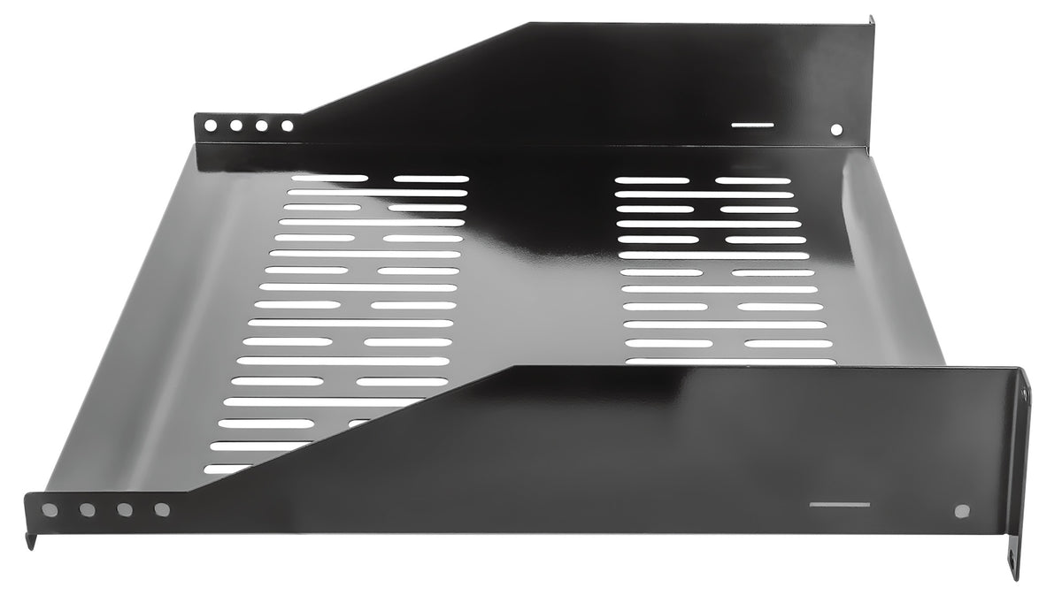 19" Fachboden zur Frontmontage, 2 HE, 400 mm Tiefe, schwarz Image 5