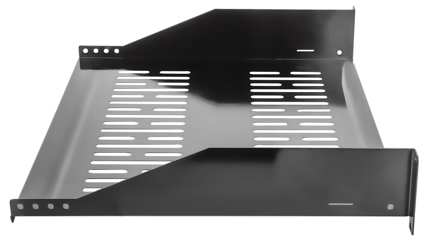 19" Fachboden zur Frontmontage, 2 HE, 400 mm Tiefe, schwarz Image 5