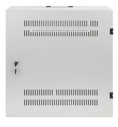 Flacher 19" Netzwerk-Wandverteiler mit Montageschienen 4 HE Horizontal und 2 HE Vertikal, grau Image 3