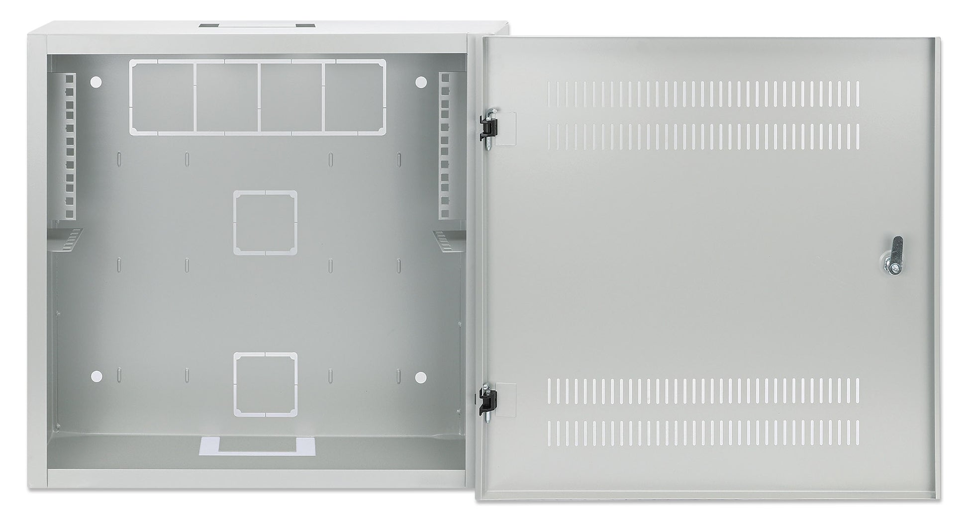 Flacher 19" Netzwerk-Wandverteiler mit Montageschienen 4 HE Horizontal und 2 HE Vertikal, grau Image 5