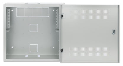 Flacher 19" Netzwerk-Wandverteiler mit Montageschienen 4 HE Horizontal und 2 HE Vertikal, grau Image 5