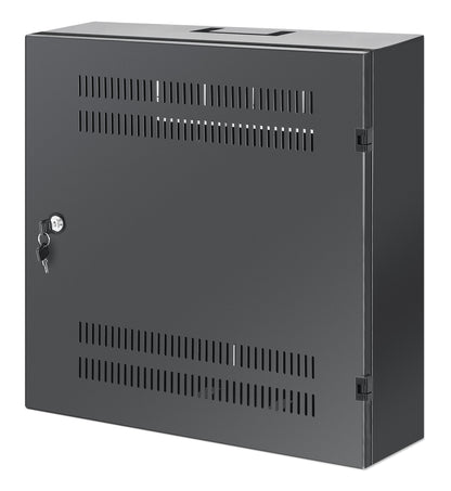 Flacher 19" Netzwerk-Wandverteiler mit Montageschienen 4 HE Horizontal und 2 HE Vertikal, schwarz Image 1