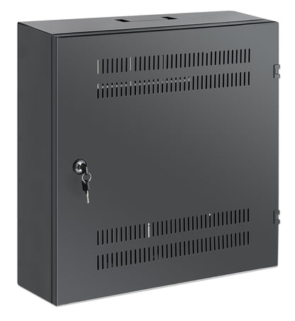 Flacher 19" Netzwerk-Wandverteiler mit Montageschienen 4 HE Horizontal und 2 HE Vertikal, schwarz Image 2
