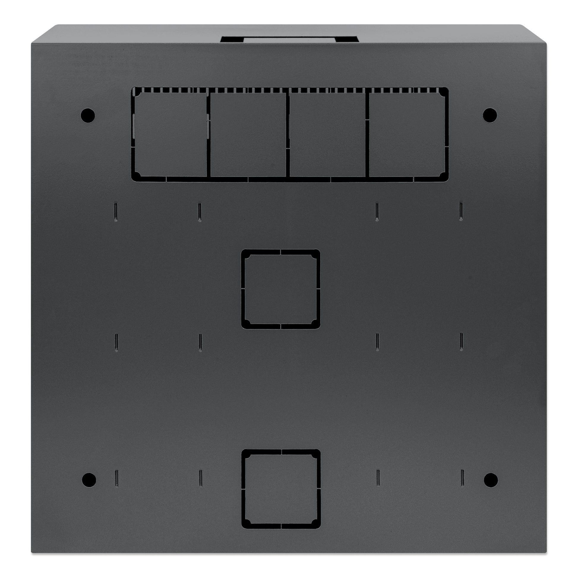 Flacher 19" Netzwerk-Wandverteiler mit Montageschienen 4 HE Horizontal und 2 HE Vertikal, schwarz Image 4