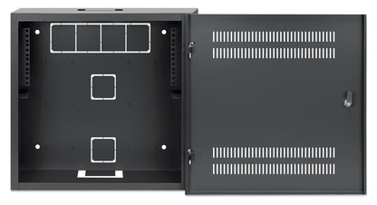 Flacher 19" Netzwerk-Wandverteiler mit Montageschienen 4 HE Horizontal und 2 HE Vertikal, schwarz Image 5