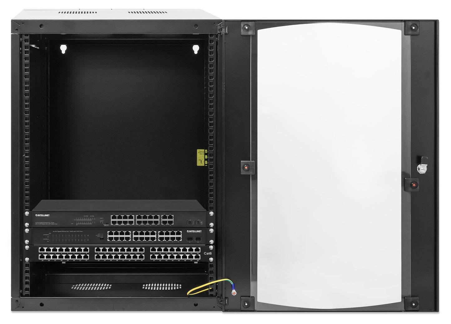 15 HE 19" Netzwerk-Wandverteiler mit Schwenkrahmen, Standard Line, 450 mm Tiefe, schwarz Image 4