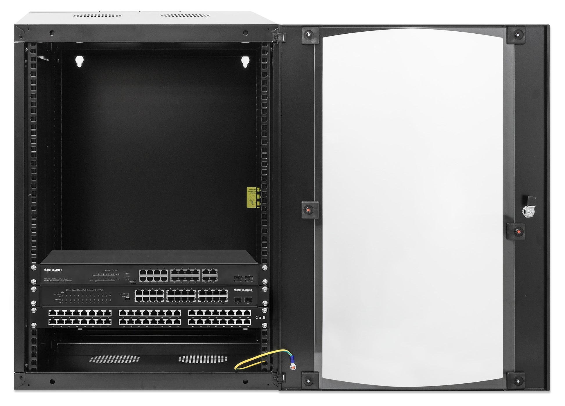 15 HE 19" Netzwerk-Wandverteiler mit Schwenkrahmen, Standard Line, 450 mm Tiefe, schwarz Image 4