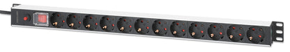 12-fach Steckdosenleiste, Schutzkontakt, vertikale Rackmontage Image 1
