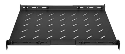 19" Fachboden mit variablen Schienen zur Festmontage, 1 HE, 550 mm Tiefe, schwarz Image 4