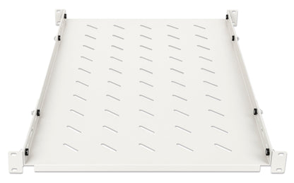 19" Fachboden mit variablen Schienen zur Festmontage, 1 HE, 750 mm Tiefe, grau Image 3