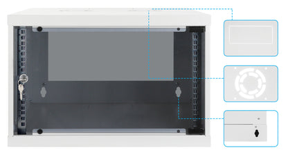 6 HE 19" Netzwerk-Wandverteiler, Basic Line, 400 mm Tiefe, grau Image 8