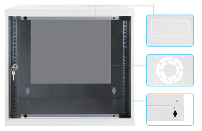 9 HE 19" Netzwerk-Wandverteiler, Basic Line, 400 mm Tiefe, grau Image 8