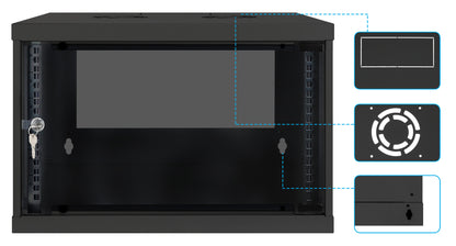 6 HE 19" Netzwerk-Wandverteiler, Basic Line, 560 mm Tiefe, schwarz Image 8