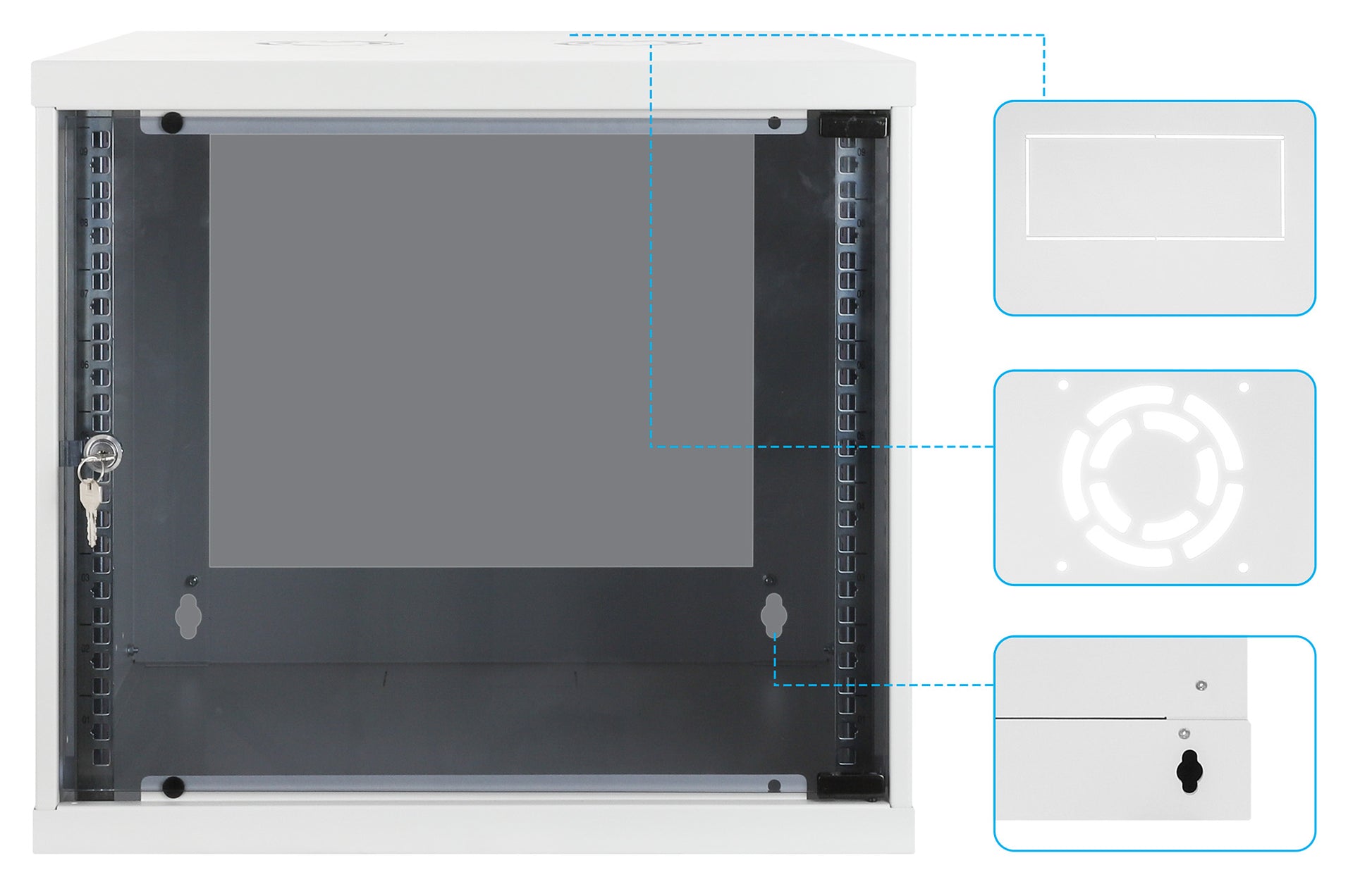 9 HE 19" Netzwerk-Wandverteiler, Basic Line, 560 mm Tiefe, grau Image 8