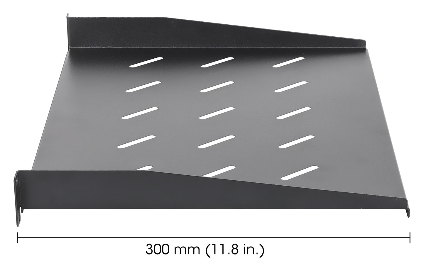 19" Fachboden zur Frontmontage, 1 HE, 300 mm Tiefe, schwarz Image 5