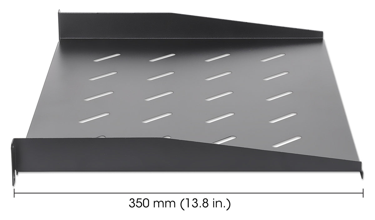 19" Fachboden zur Frontmontage, 1 HE, 350 mm Tiefe, schwarz Image 5