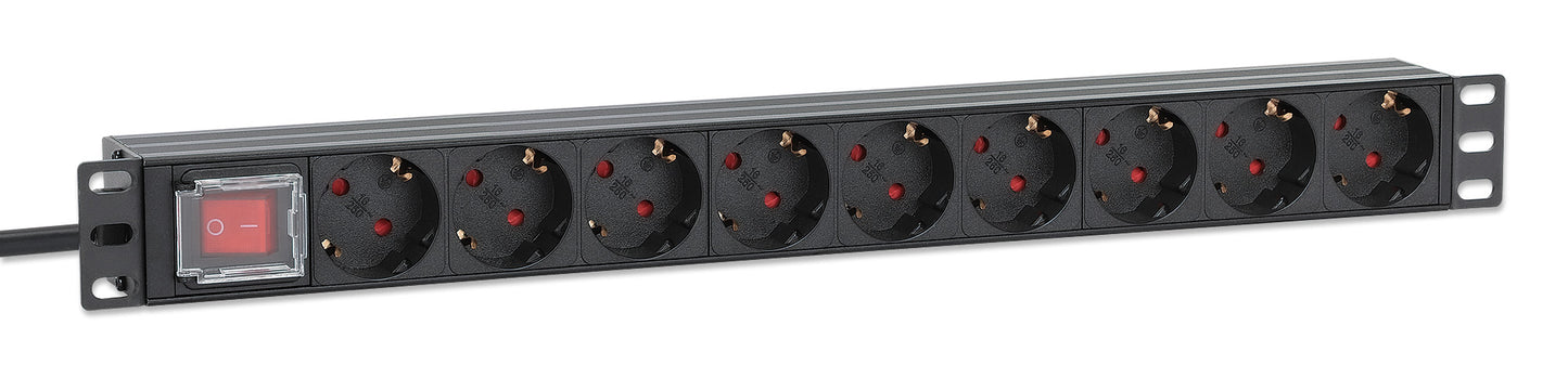19" 9-fach Steckdosenleiste / PDU, Schutzkontakt, 1 HE Image 3